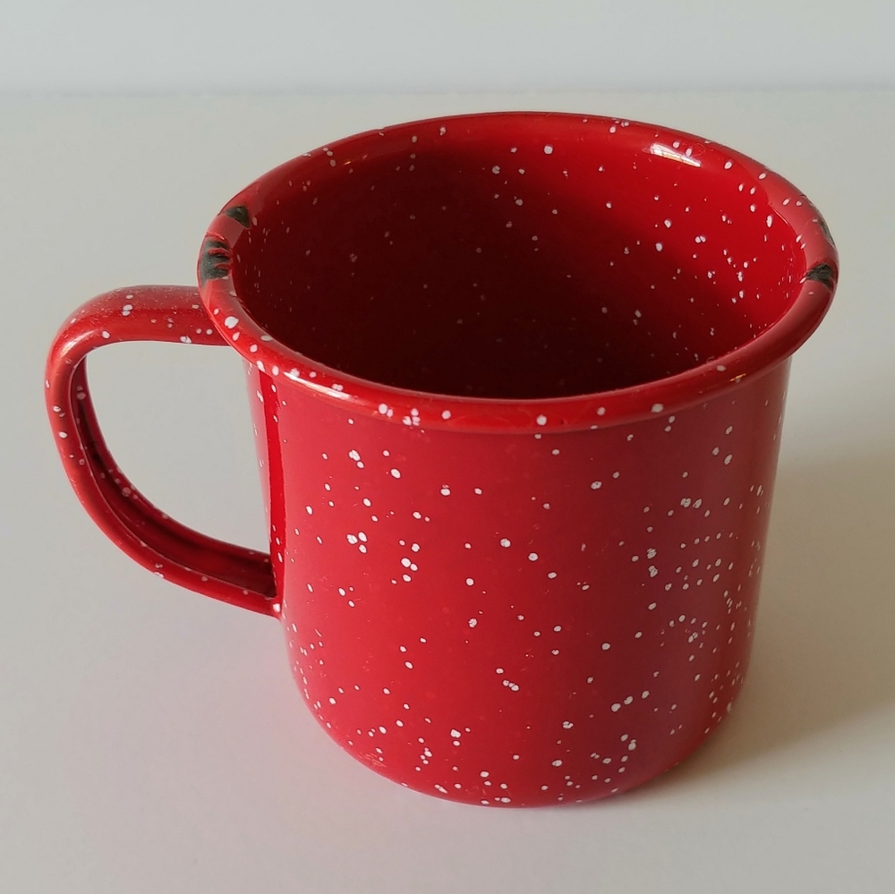 Vintage Red Speckled Enamelware Mug Camping Cup